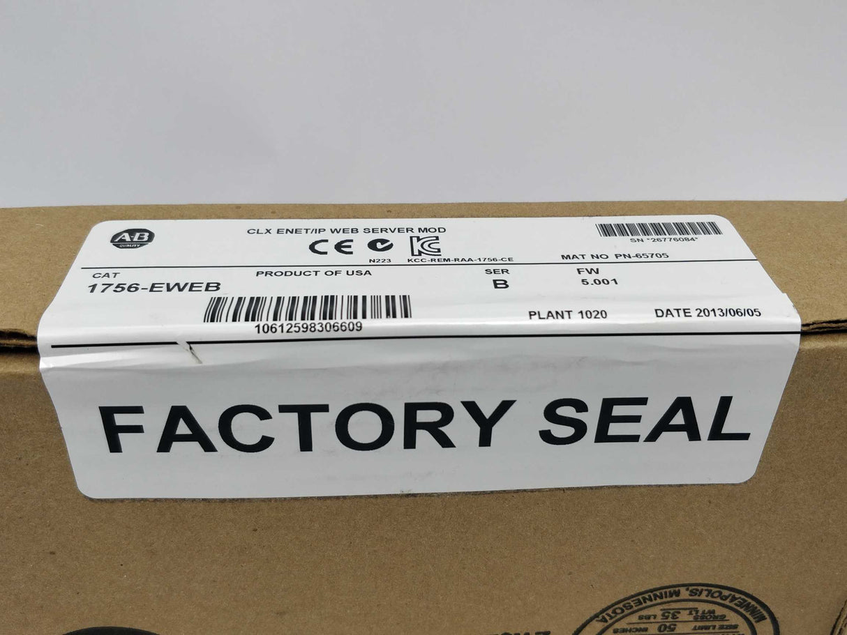 AB 1756-EWEB Ser B Controllogix Ethernet/IP Web Server Module Ser.B FW:5.001