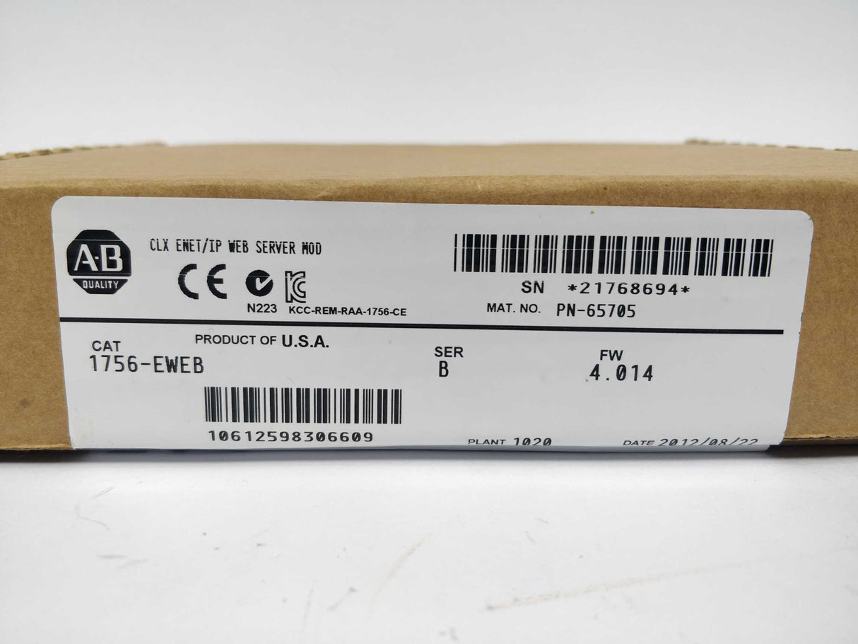 AB 1756-EWEB Controllogix Ethernet/IP Web Server Module Ser.B FW:4.014