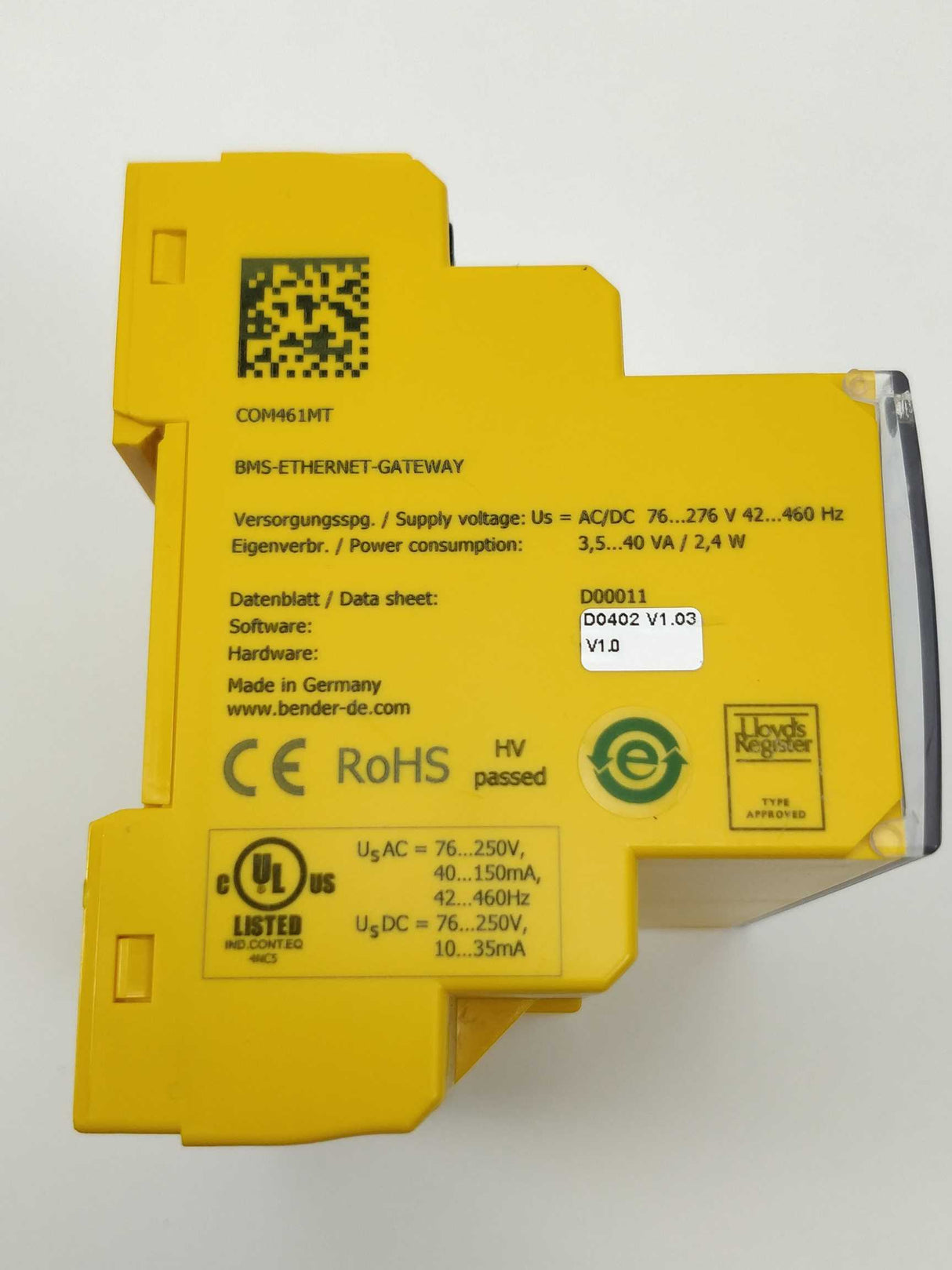 Bender B95061021 COM461MT BMS-ETHERNET-GATEWAY