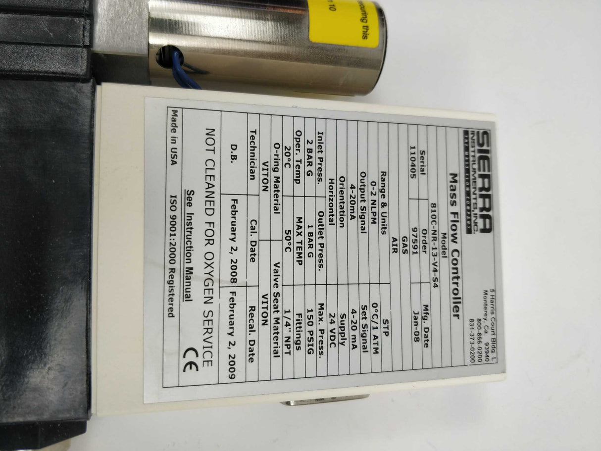 Sierra Instruments 810C-NR-10-V4-S4 Mass flow controller