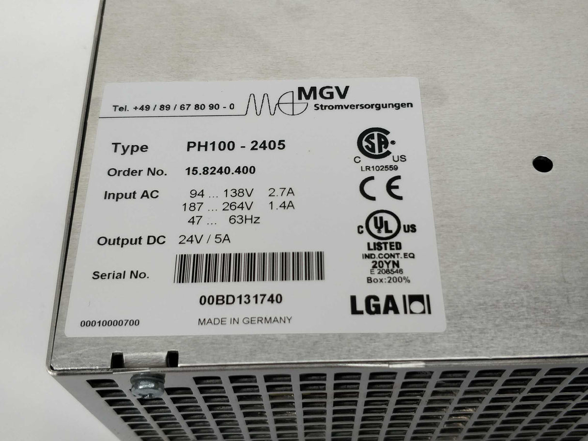 MGV PH100-2405 Power supply 24VDC 5A