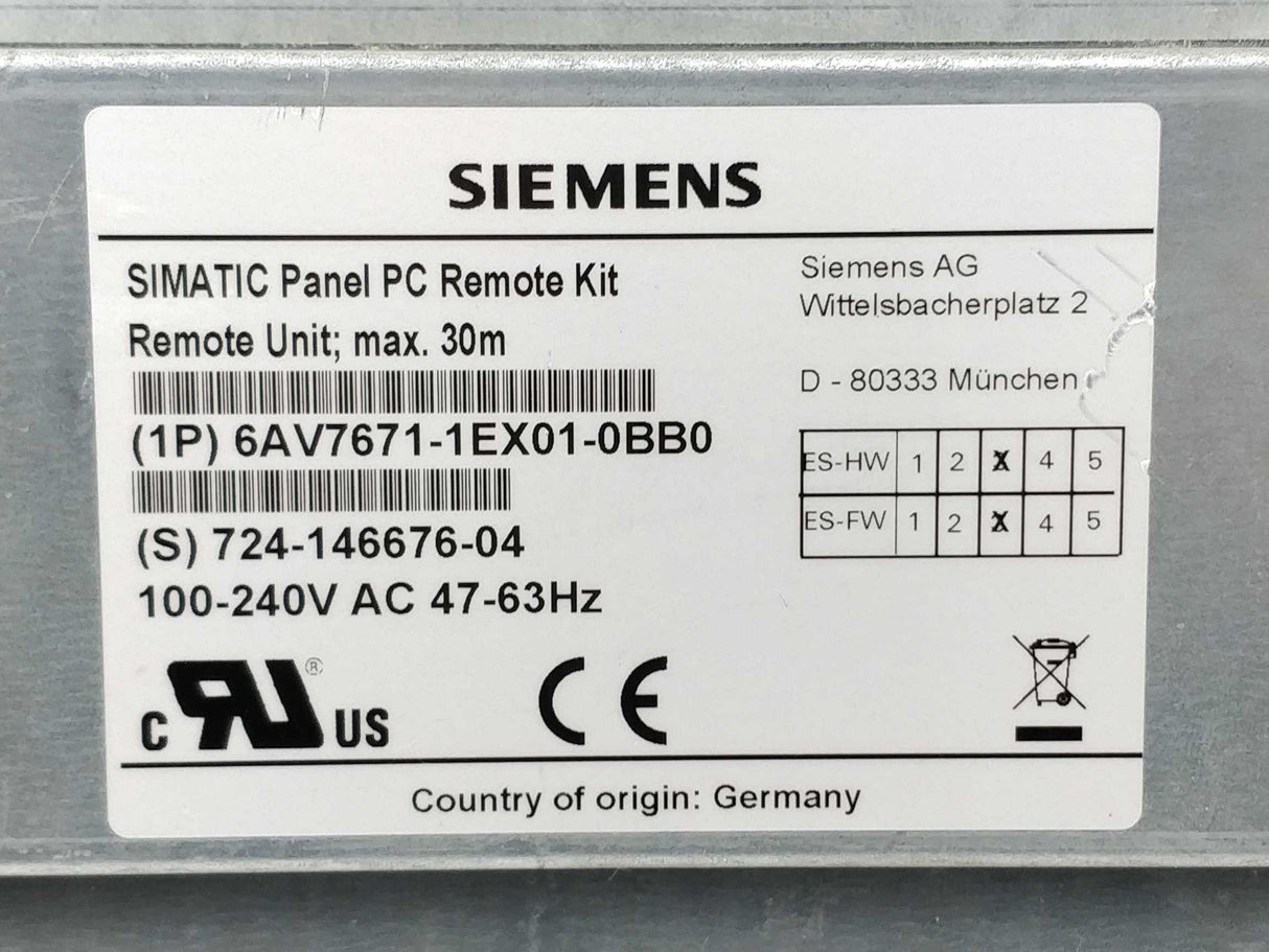 Siemens 6AV7671-1EX01-0BB0 SIMATC Panel PC A5E00747046 Display