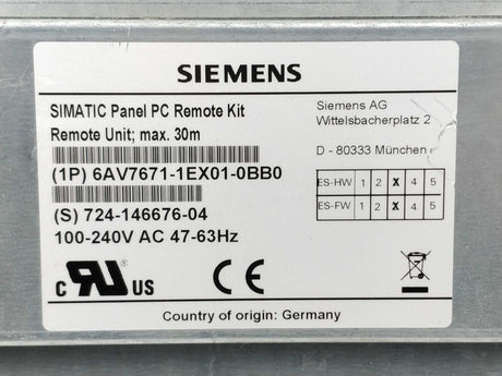 Siemens 6AV7671-1EX01-0BB0 SIMATC Panel PC A5E00747046 Display