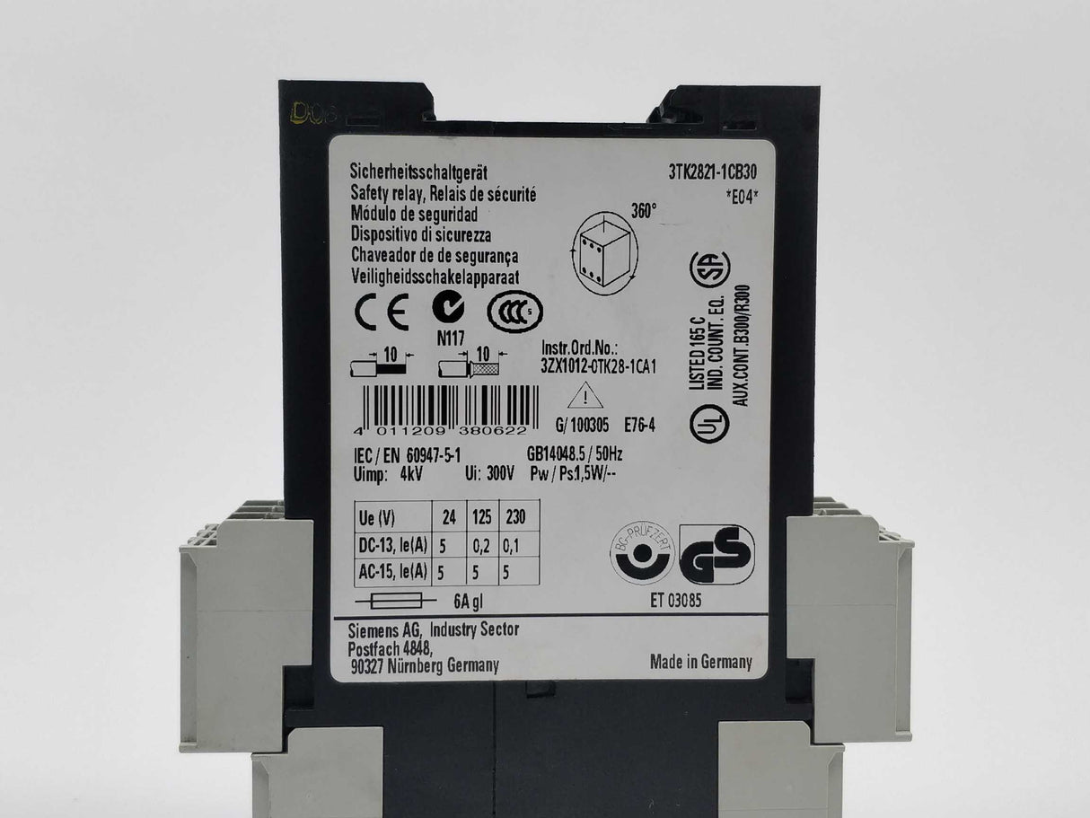 Siemens 3TK2821-1CB30 Sirius safety relay