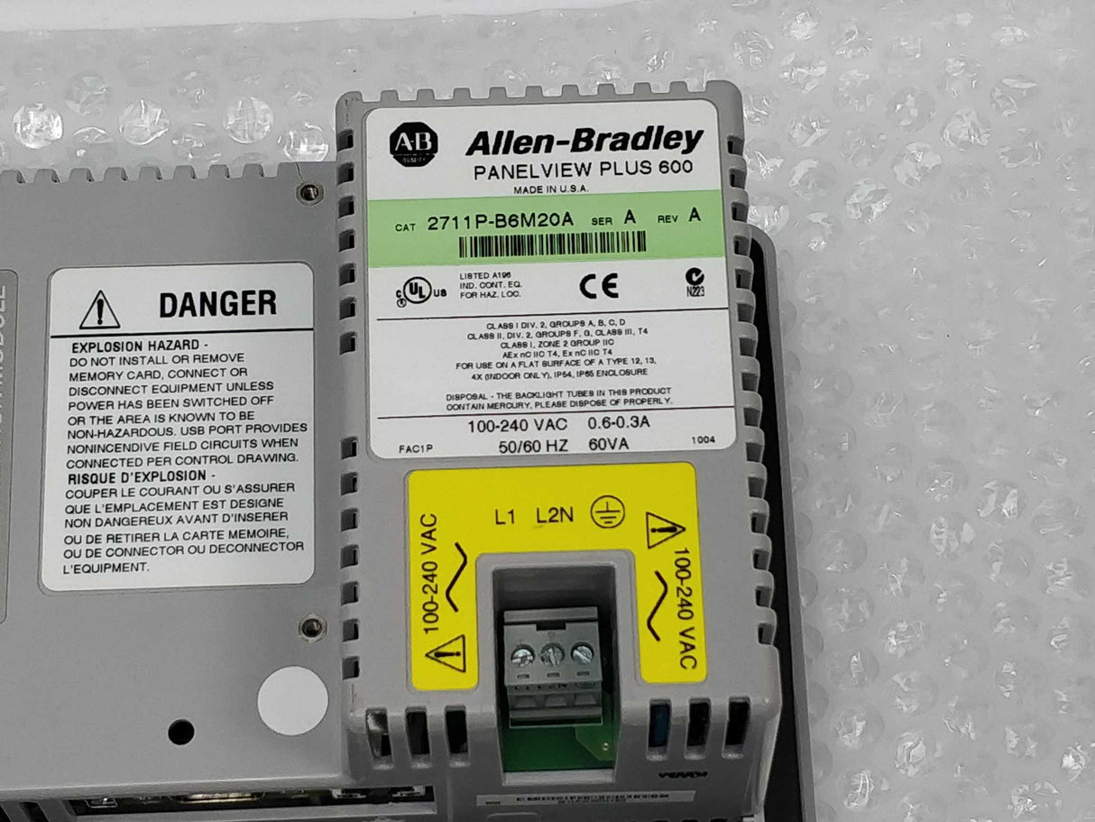 AB 2711P-B6M20A Ser. A Rev. A Panel View Plus 600