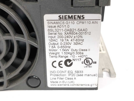 Siemens 6SL3211-0AB21-5AA0 AC-DRIVE