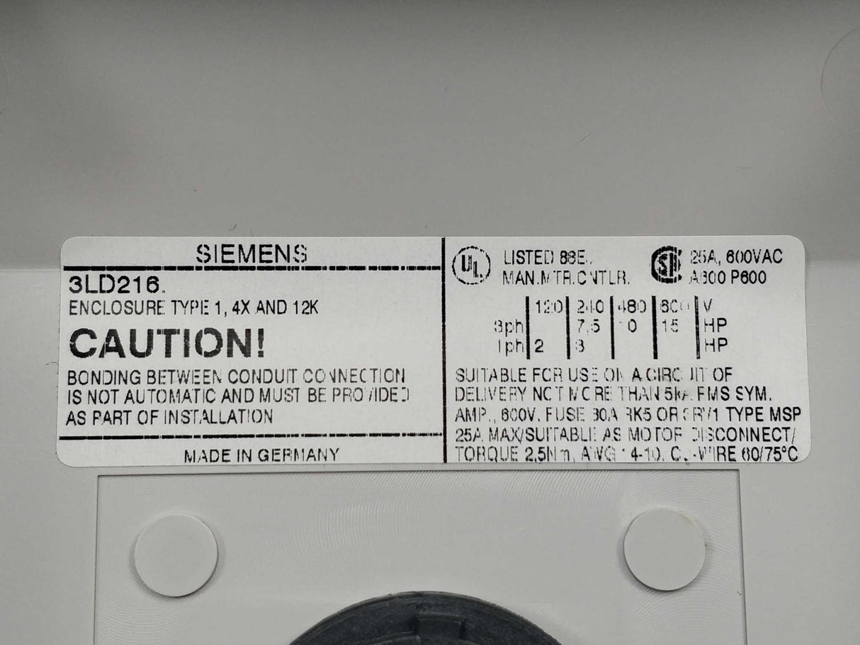 Siemens 3LD2165-3VB53 SENTRON, Switch disconnector 3LD