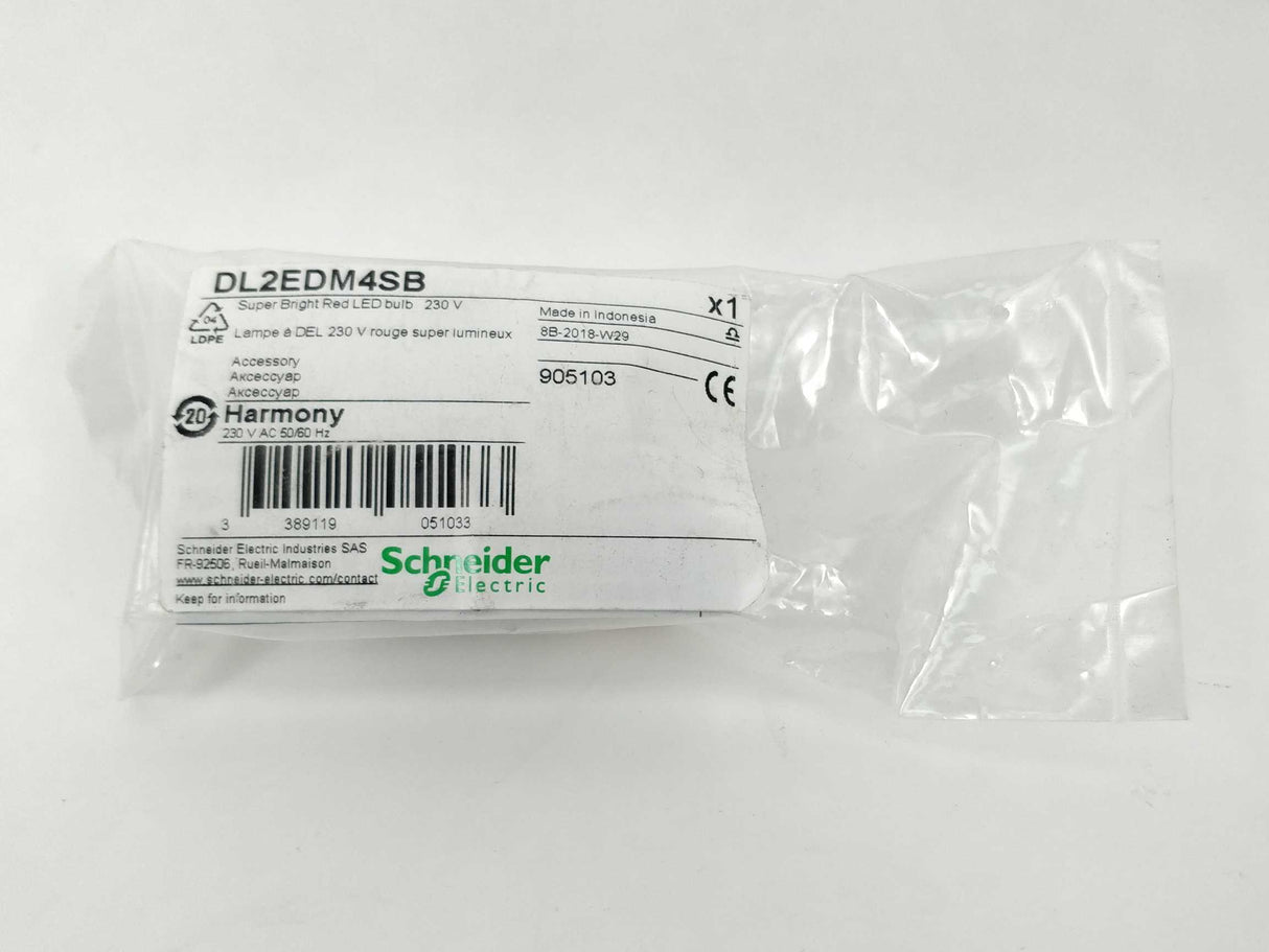 Schneider Electric DL2EDM4SB Super Bright RedLED bulb 230V AC/DC 50/60Hz