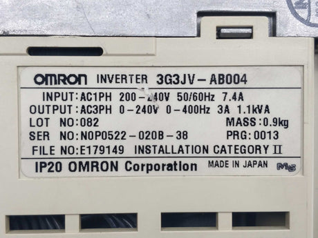 OMRON 3G3JV-AB004 3G3JV Inverter 0.55kW with filter