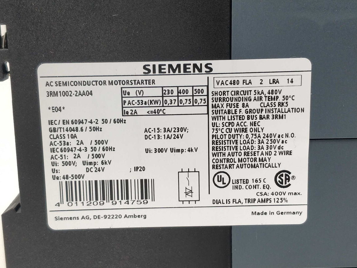 Siemens 3RM1002-2AA04 Direct starter