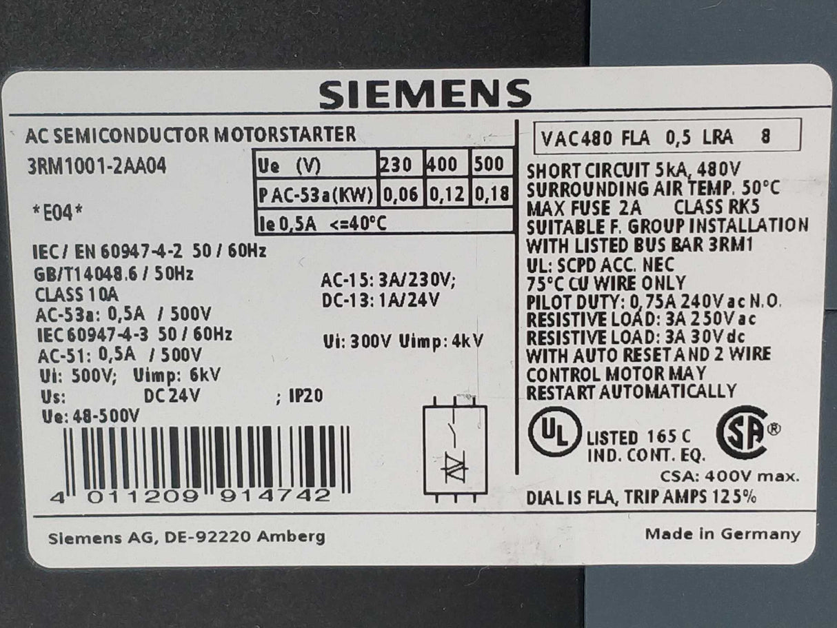 Siemens 3RM1001-2AA04 Direct starter