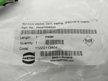 Harting 09457005022 RJI cord 4AWG, 22/7 IP20+M12