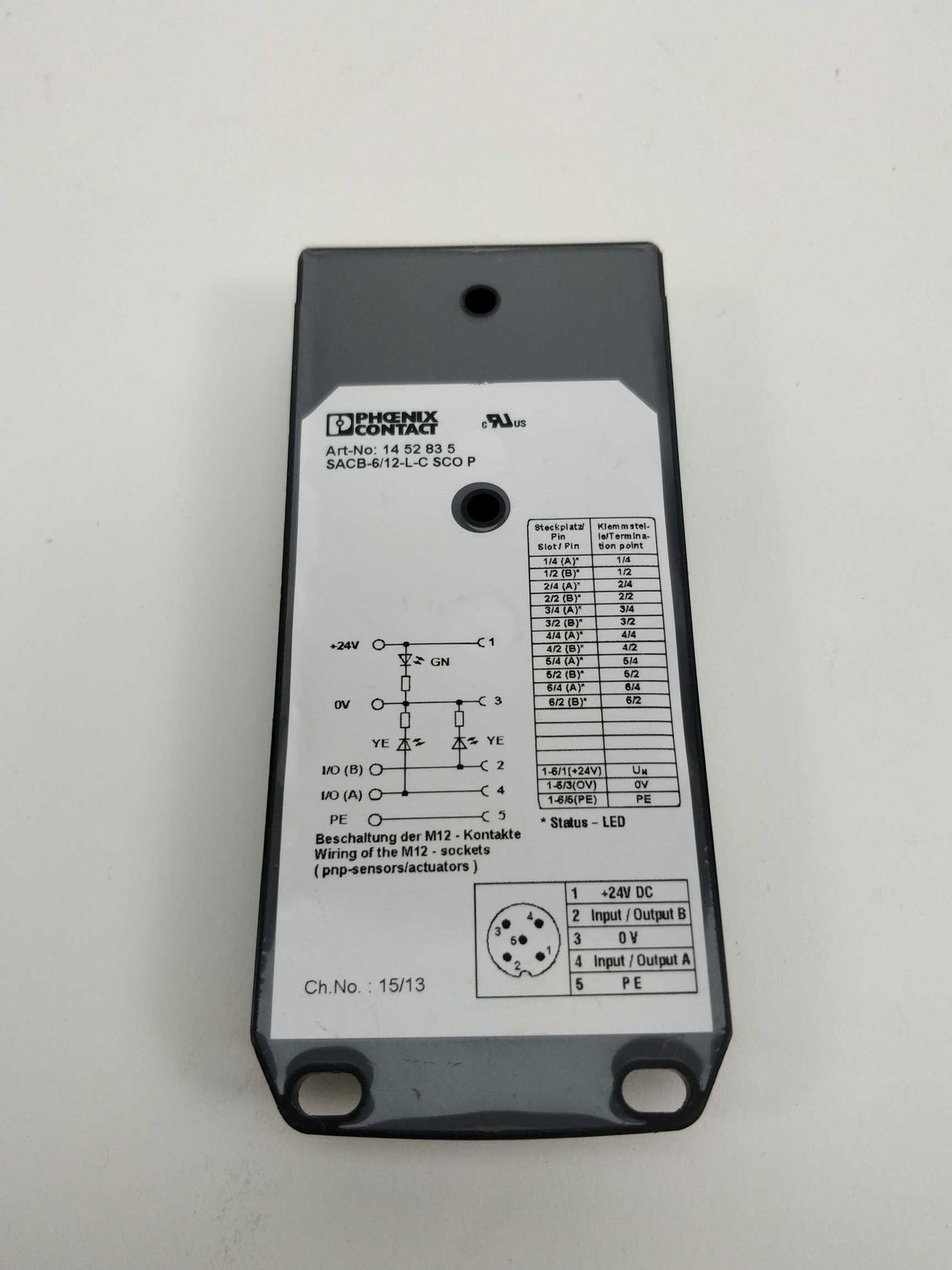 Phoenix Contact SACB-6/12-L-C SCO P PNP SENSOR 1452835