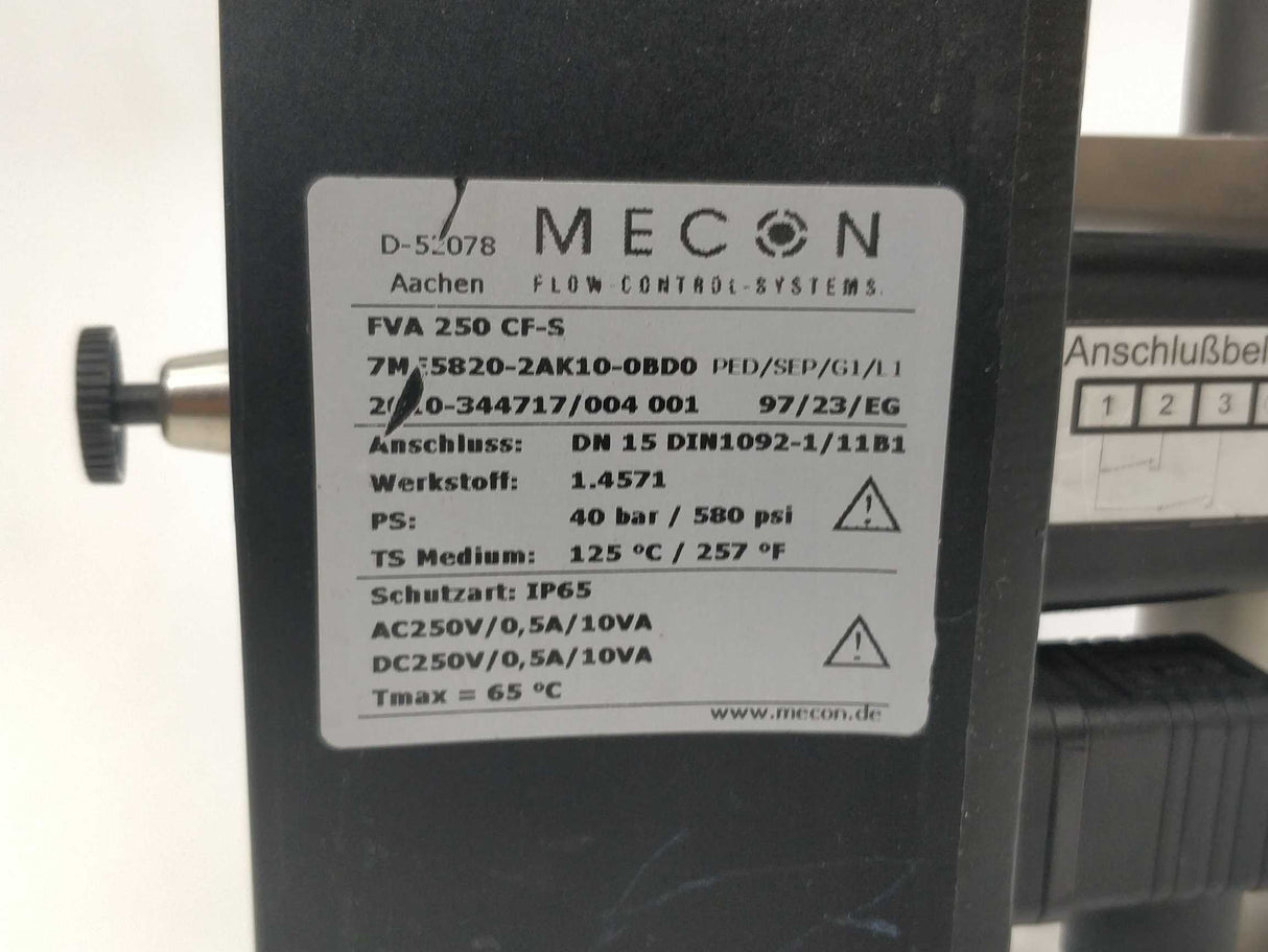 MECON FVA 250 CF-S Variable Area Flowmeters 7ME5820-2AK10-0BD0