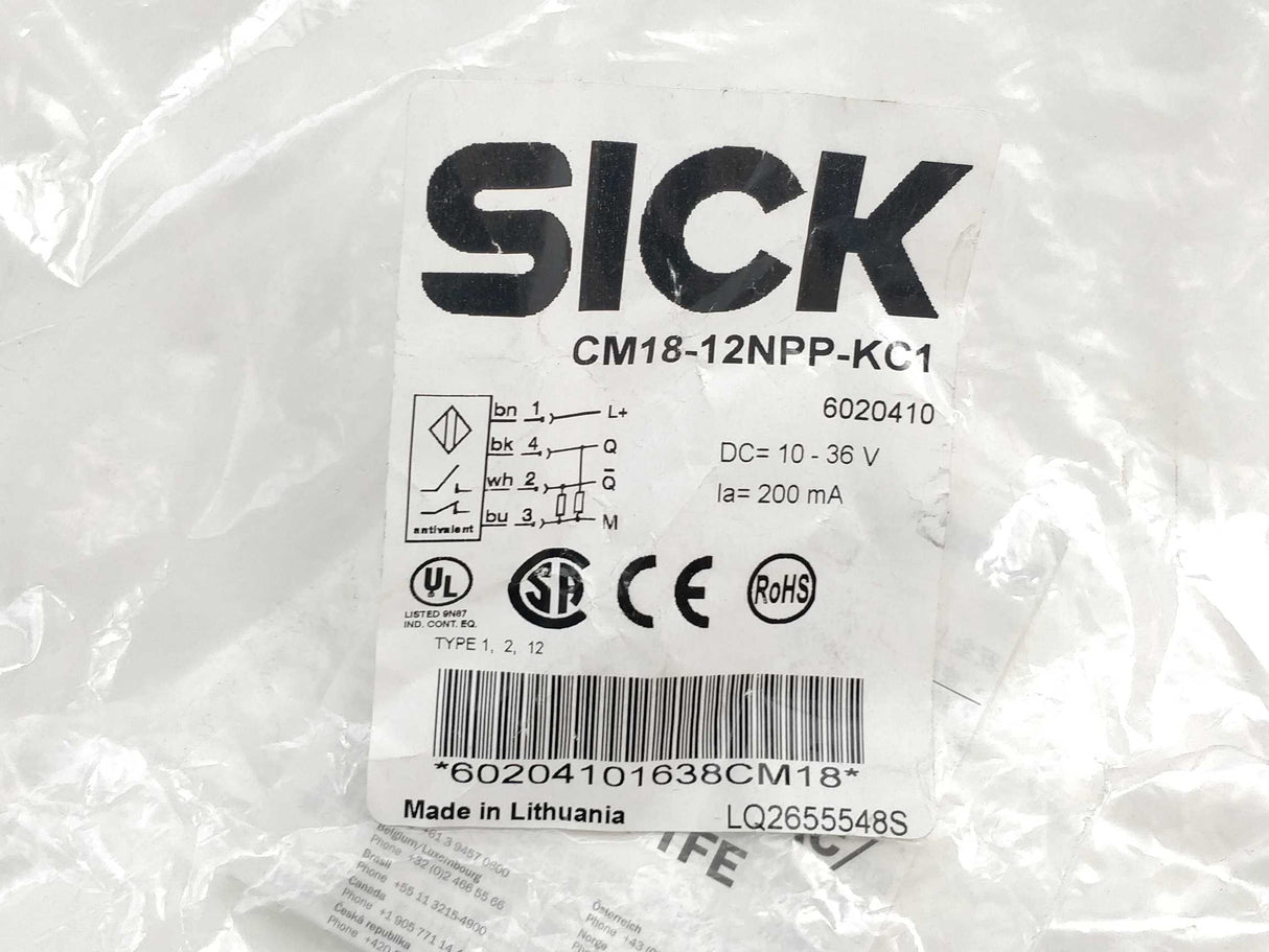 SICK 6020410 Capacitive proximity sensor CM18-12NPP-KC1
