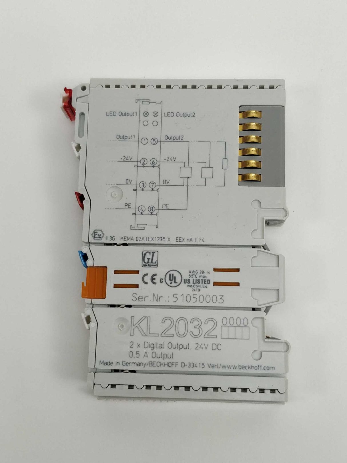 Beckhoff KL2032 Bus Terminal, 2-channel digital output 24 V DC, 0.5 A