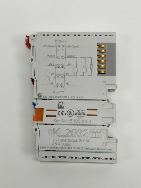 Beckhoff KL2032 Bus Terminal, 2-channel digital output 24 V DC, 0.5 A