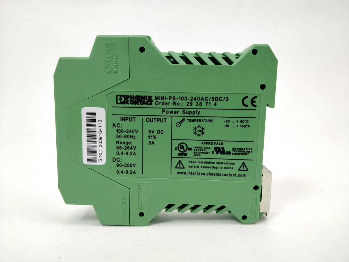 Phoenix Contact 2938714 MINI-PS-100-240AC/ 5DC/3 - Power supply unit