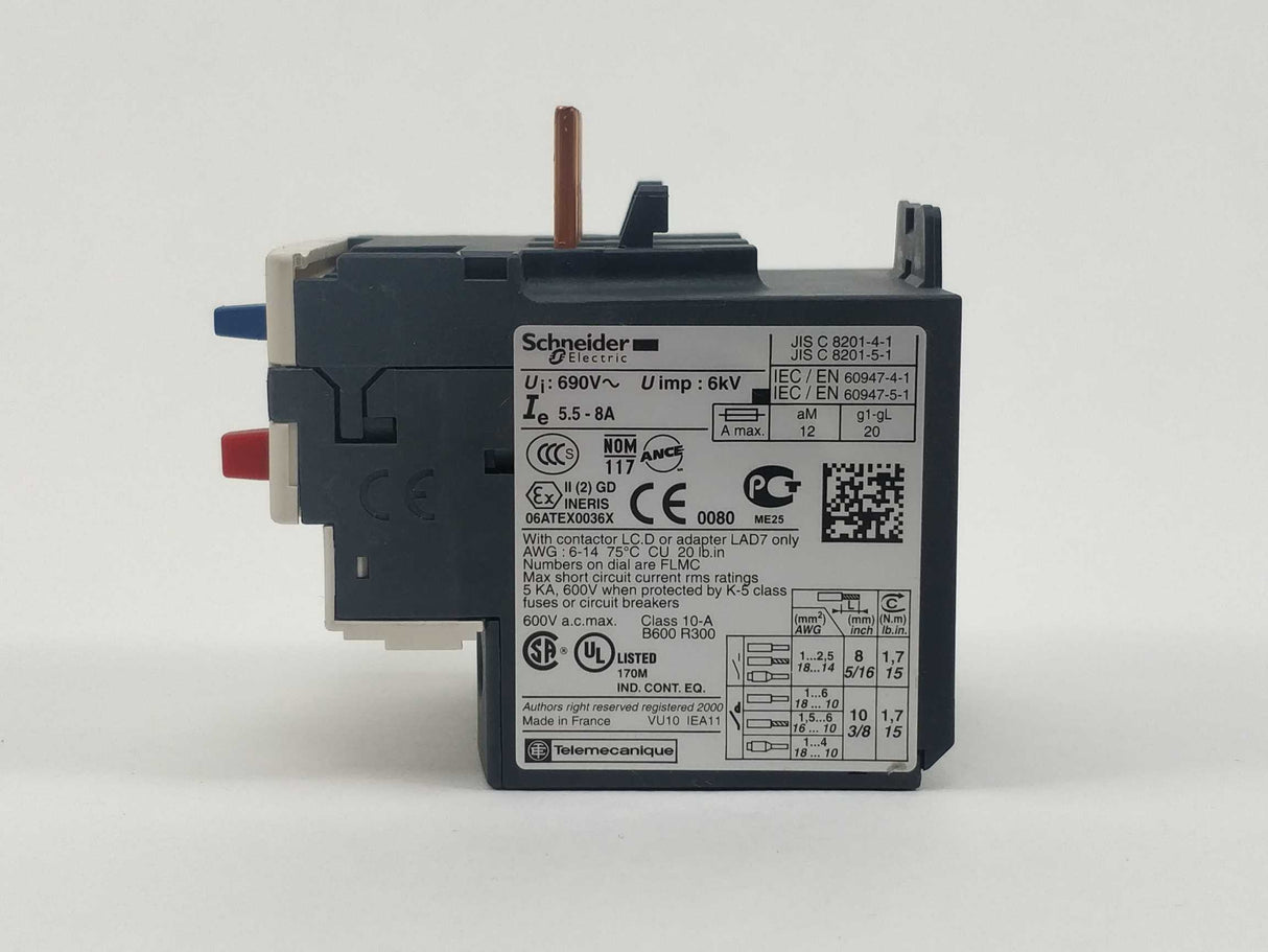 Schneider Electric LRD12 Overload Relay 5.5-8A