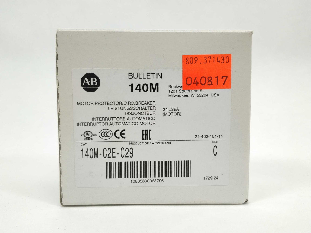 AB 140M-C2E-C29 Ser. C Motor Protection Circuit-Breaker