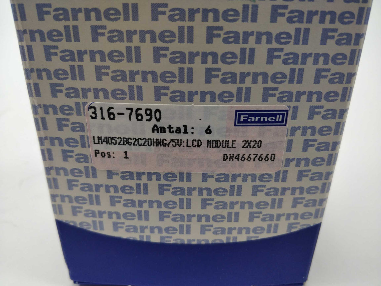Farnell LM4052BG2C20HNG/5V LCD Module 2X20 316-7690 6 Pcs.