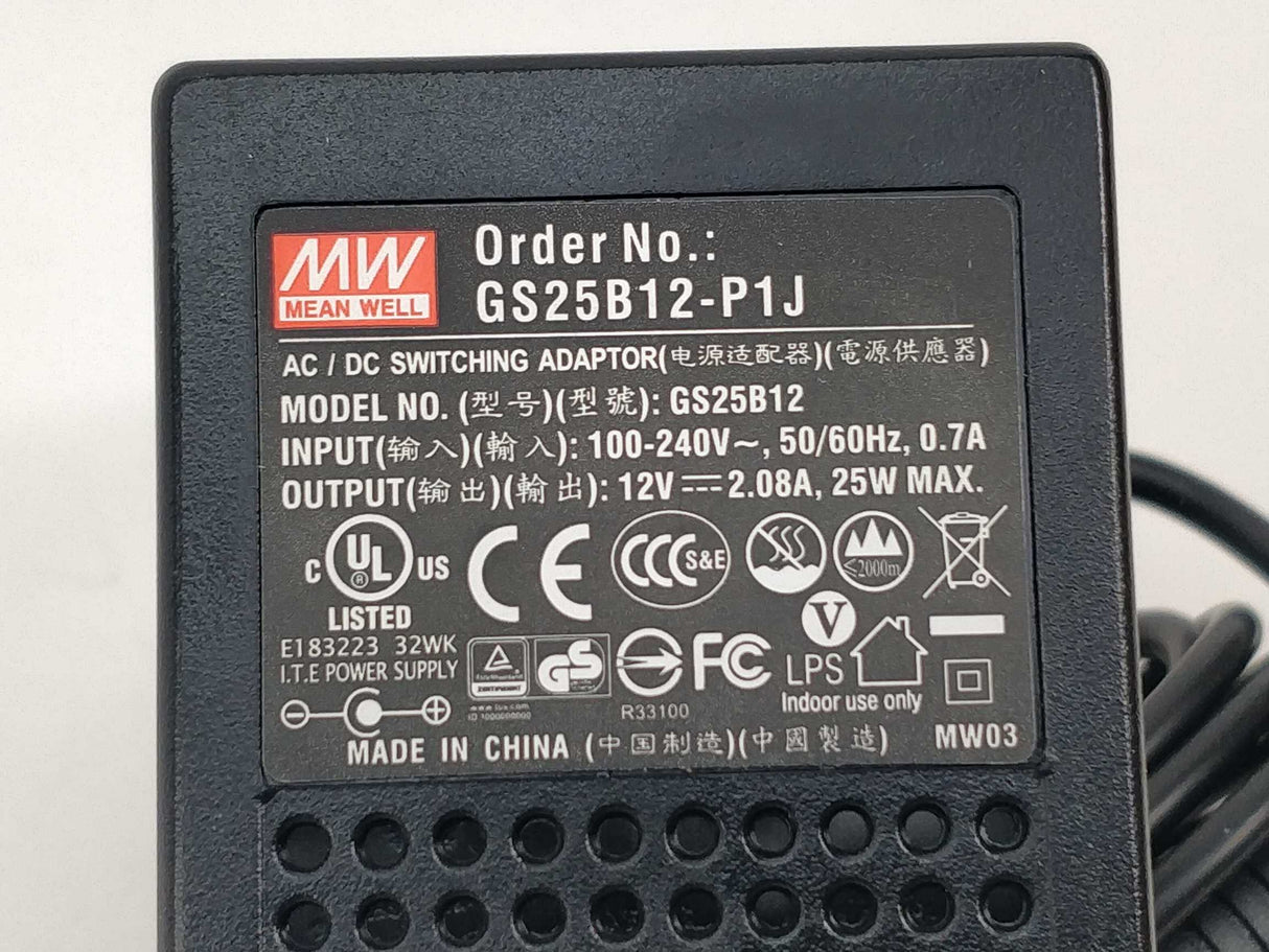 Mean Well GS25B12-P1J AC/DC, adaptor, 25W, 12Vout