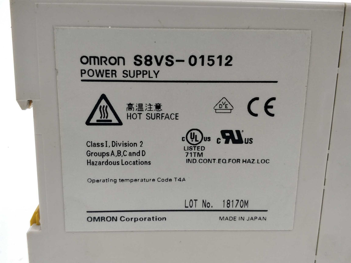 OMRON S8VS-01512 Power Supply DC 12 V 1.2A