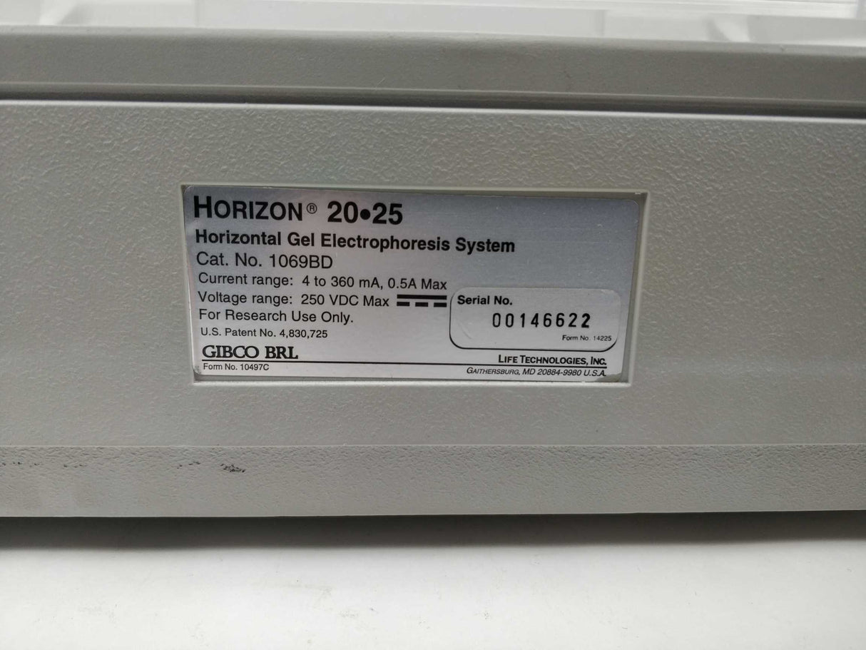 GIBCO BRL 20-25 Horizontal Gel Electrophoresis System