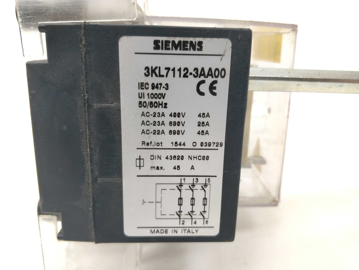 Siemens 3KL7112-3AA00 Section FUS-NH With 3x 3NA3810