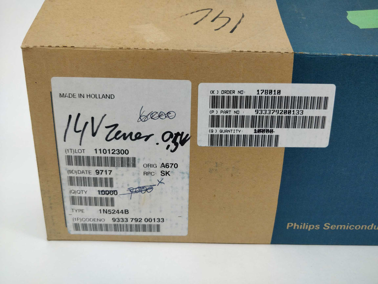 Philips Semiconductors 1N5244B 933379200133 Diode, Type: 1N5244B