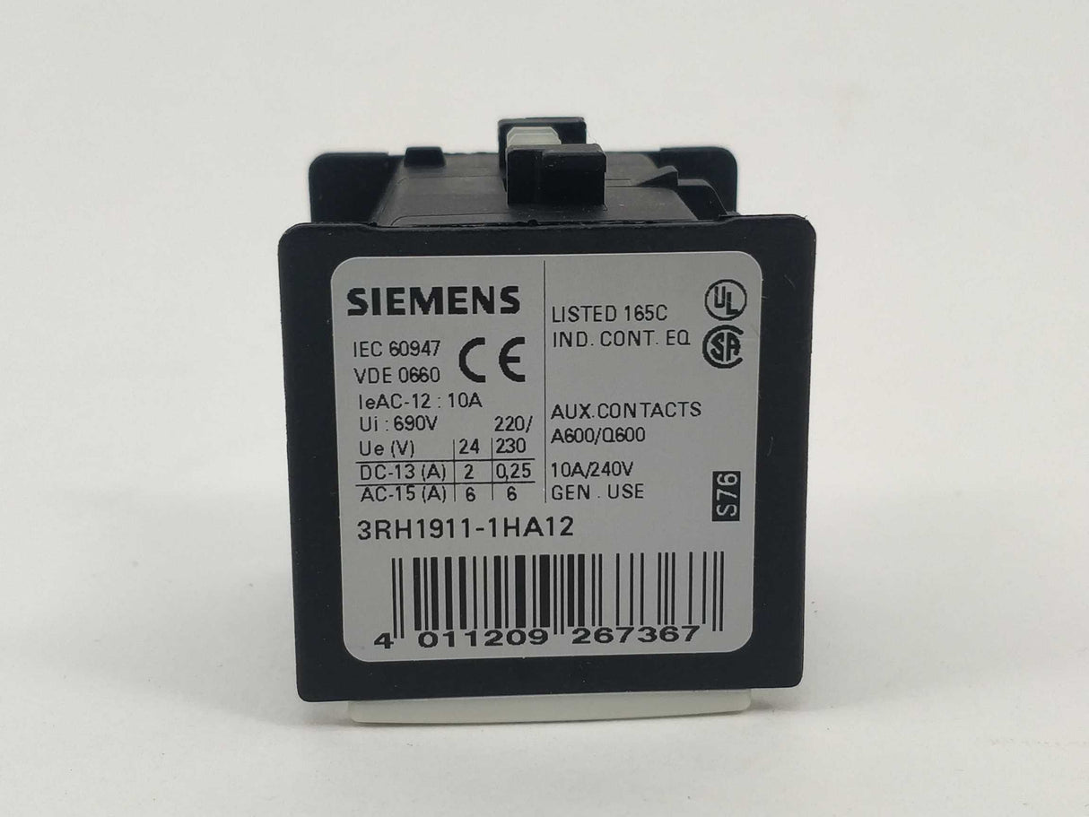 Siemens 3RH1911-1HA12 Aux. Contact Block 1NO+2NC
