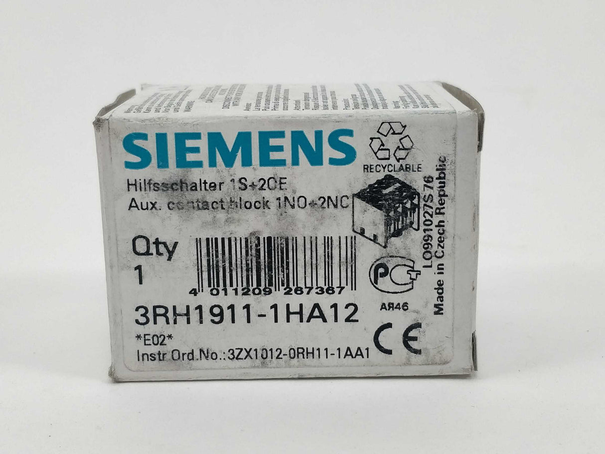 Siemens 3RH1911-1HA12 Aux. Contact Block 1NO+2NC