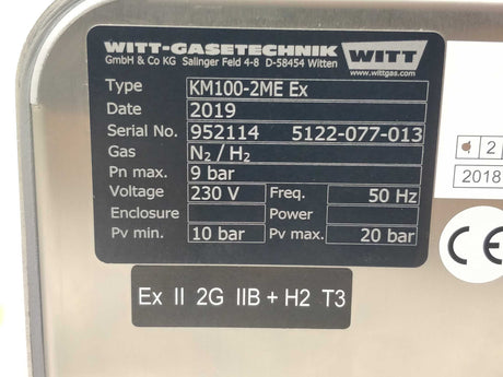 witt gasetechnik KM100-2ME Ex Gas Mixer Pn max. 9bar