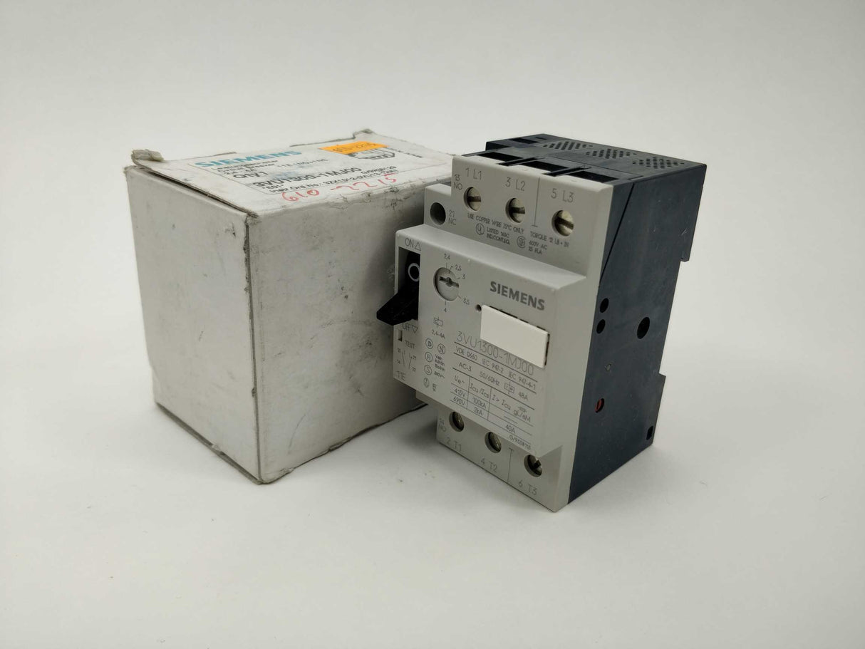 Siemens 3VU1300-1MJ00 CIRCUIT-BREAKER FOR MOTOR. 2.4-4A