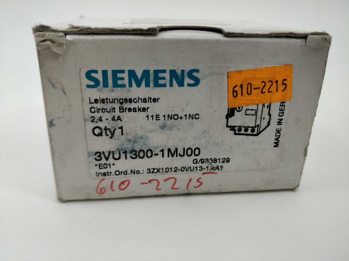 Siemens 3VU1300-1MJ00 CIRCUIT-BREAKER FOR MOTOR. 2.4-4A