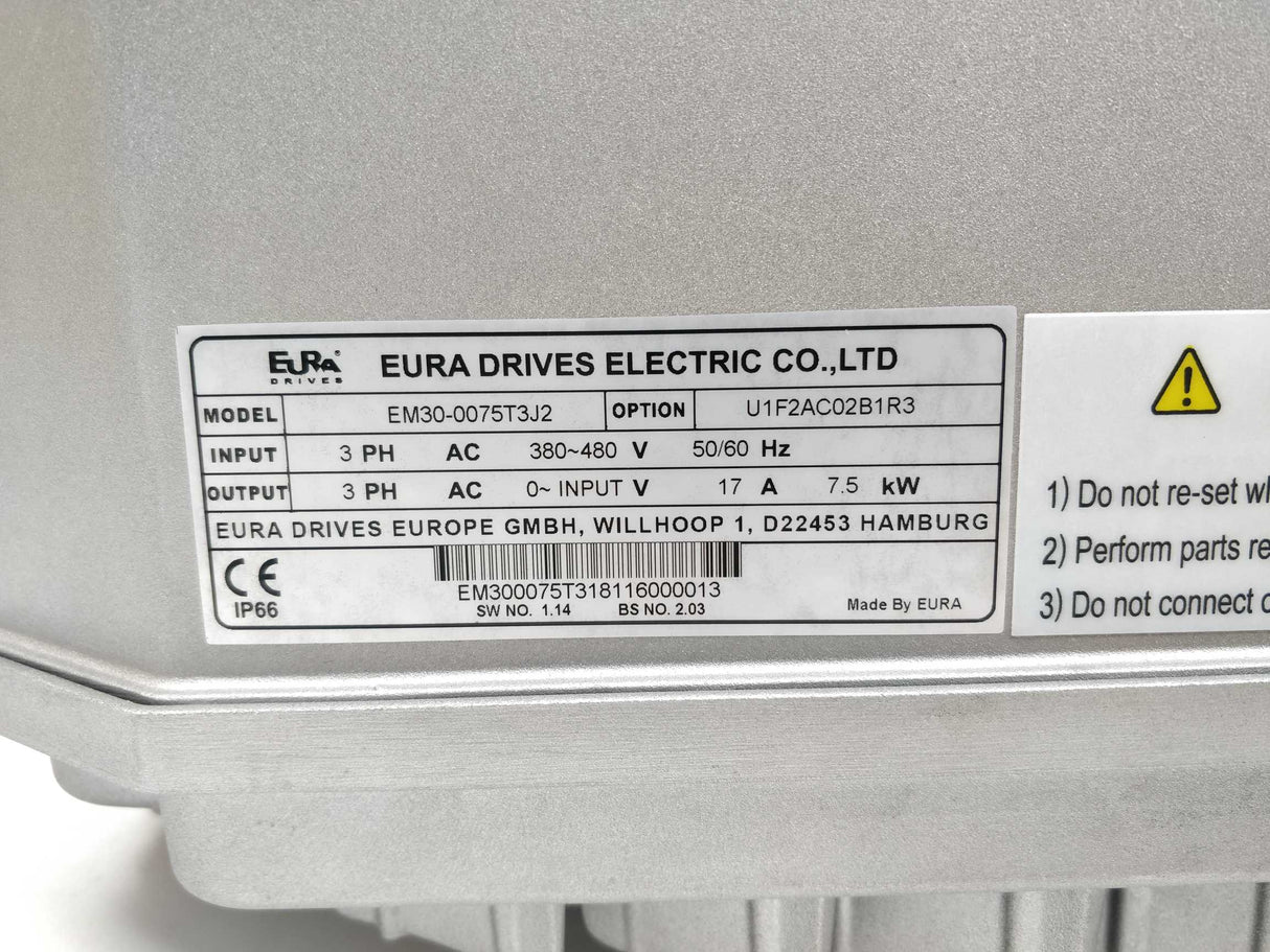 EURA DRIVES EM30-0075T3J2 U1F2AC02B1R3