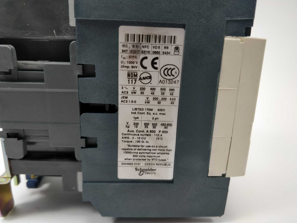 Schneider / Telemecanique LC1D95116 LC1D956 Contactor. 230VAC