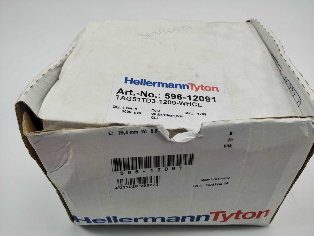 HellermannTyton 596-12091 TAG51TD3-1209-WHCL Cable label, self laminating