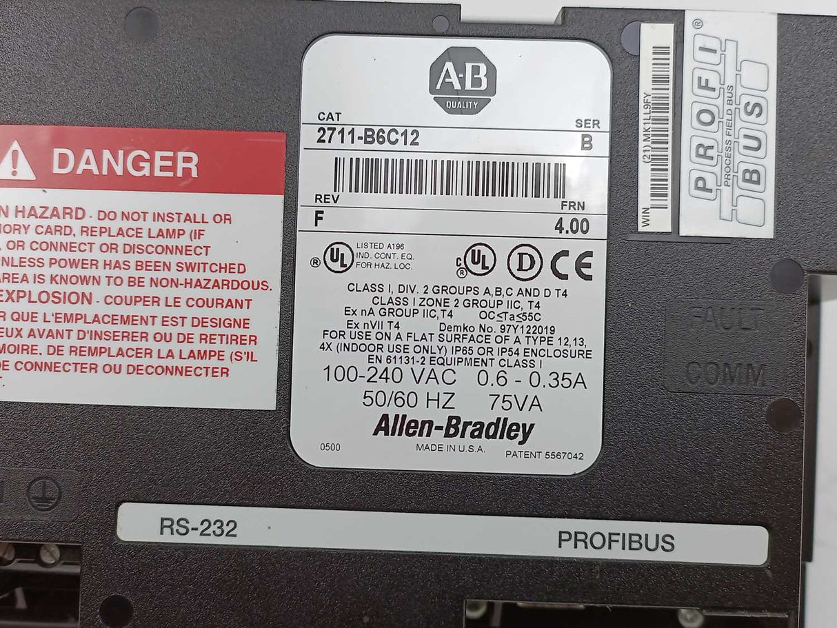 AB 2711-B6C12 Panel View 600, Ser. B Rev. F