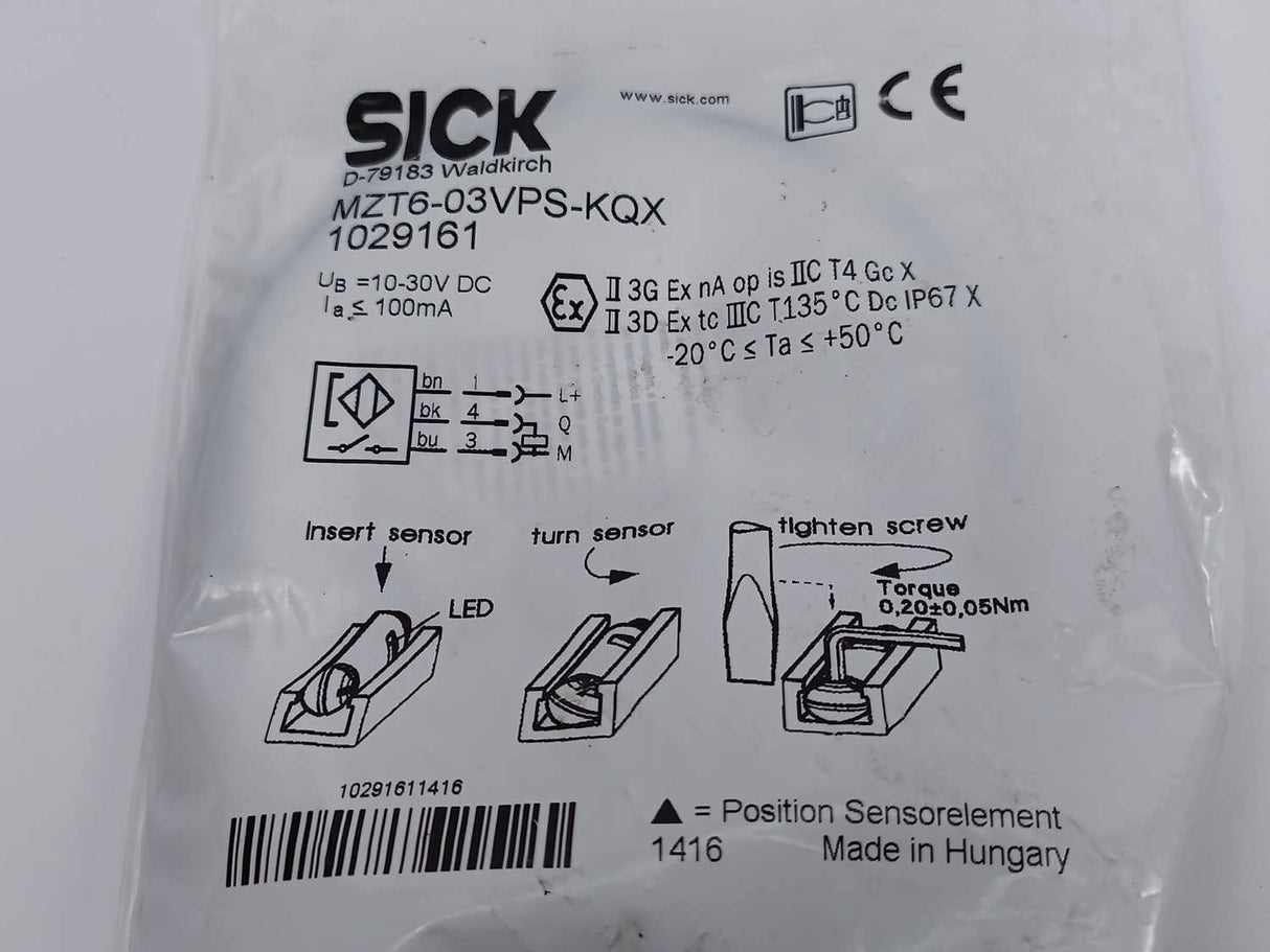 SICK 1029161 MZT6-03VPS-KQX Cylinder Sensor