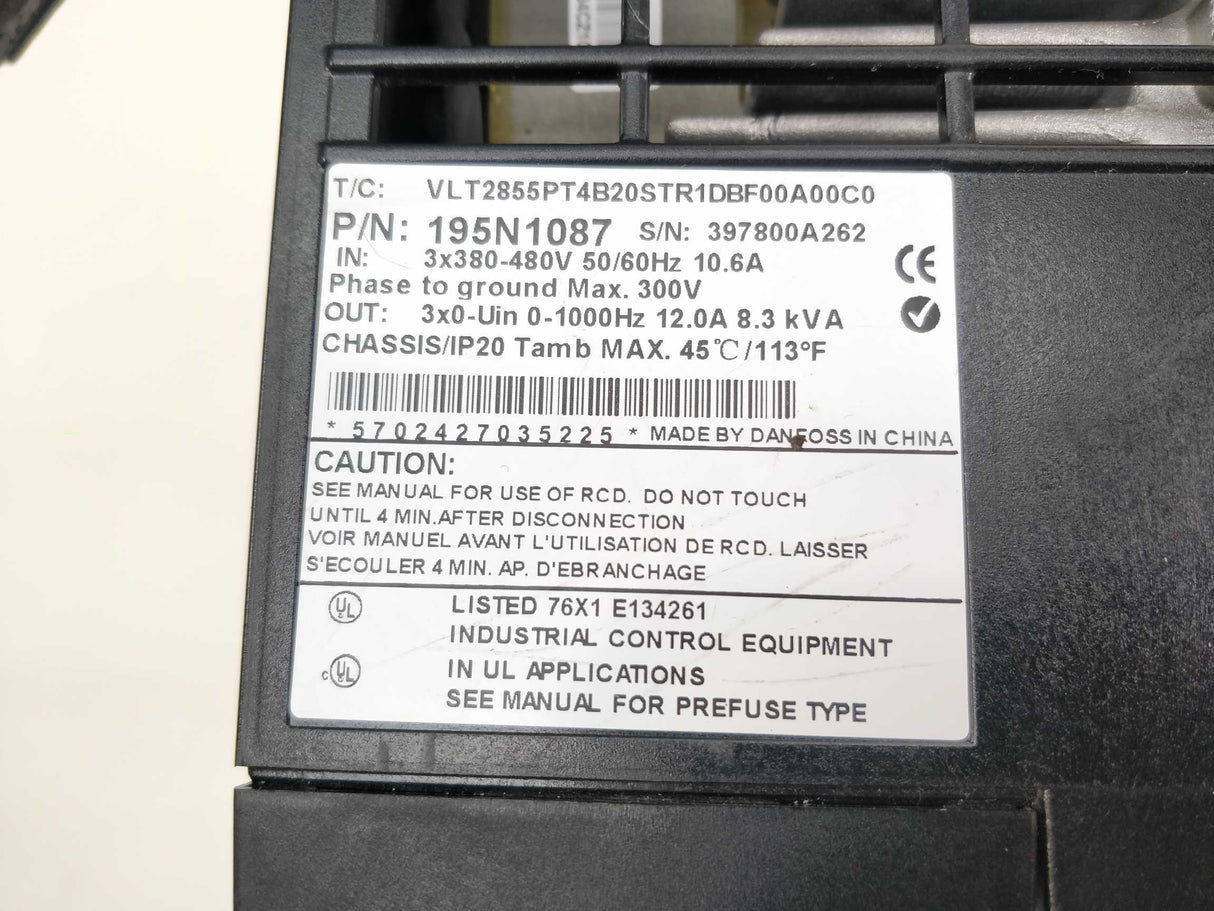 Danfoss 195N1087 VLT2855PT4B20STR1DBF00A00C0