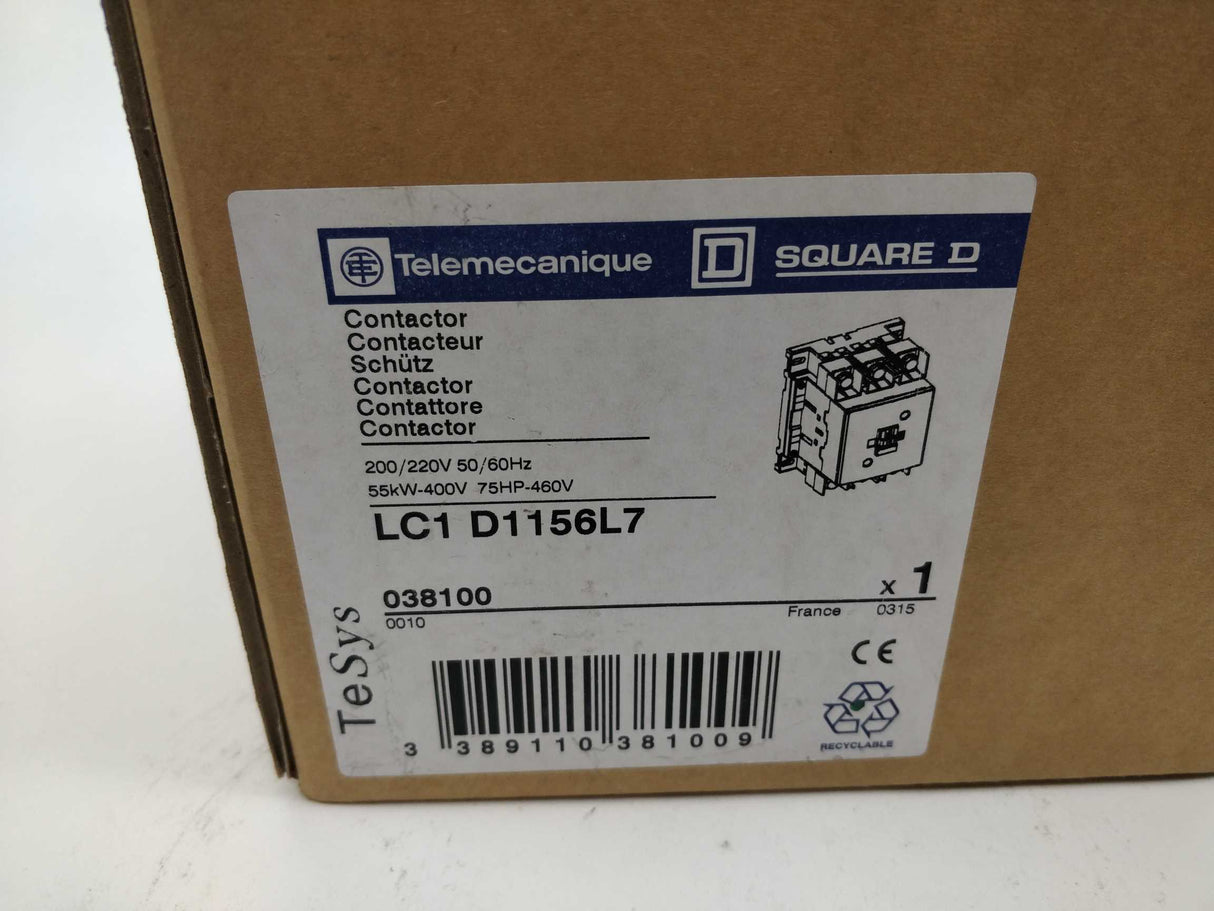 Schneider / Telemecanique LC1D1156L7 Contactor 200/220V 50/60Hz
