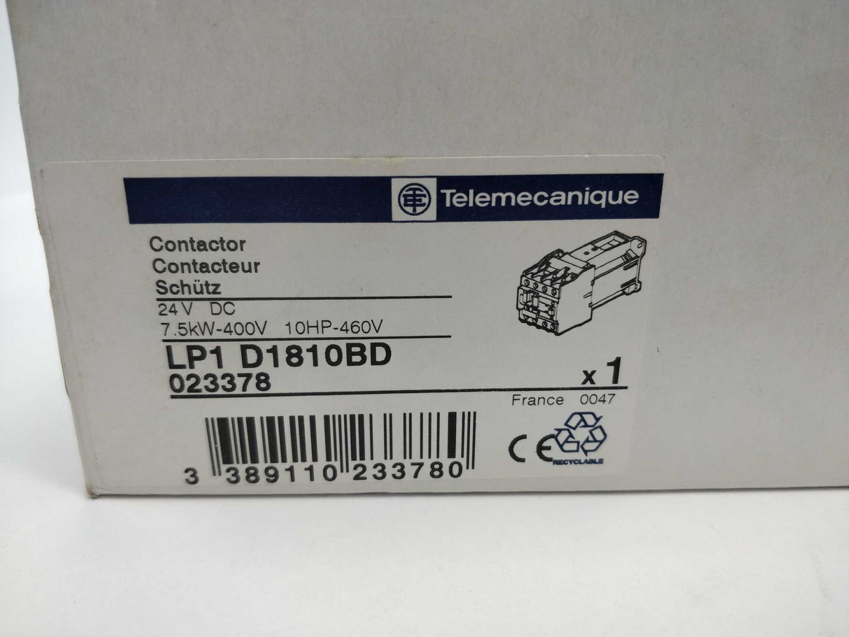 Schneider / Telemecanique LP1D1810BD Contactor 023378 24VDC