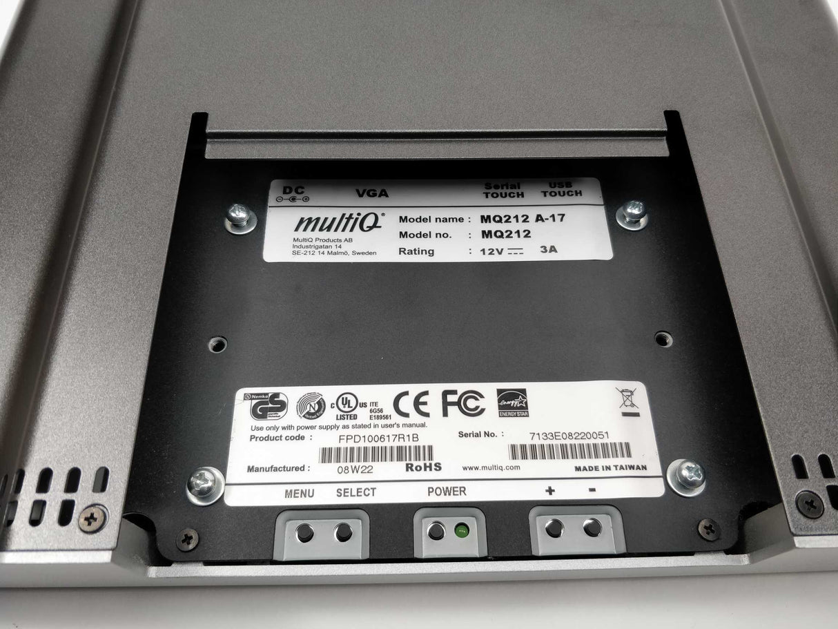 MultiQ MQ212 A-17 Touchscreen Monitor FPD100617R1B