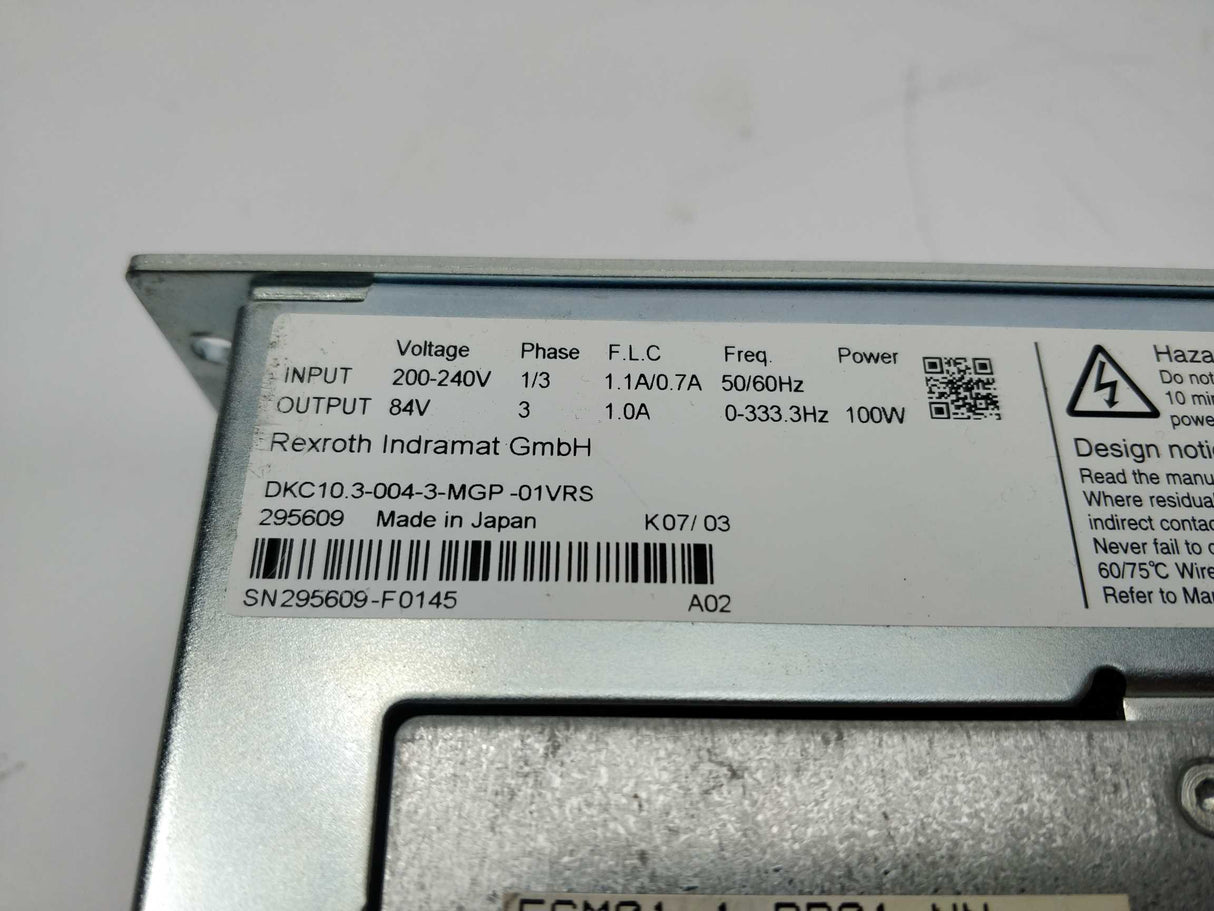 Rexroth 295609 FWA-ECODR3-MGP-01VRS-MS DKC10.3-004-3-MGP-01VRS ECM01.1-PB01-NN