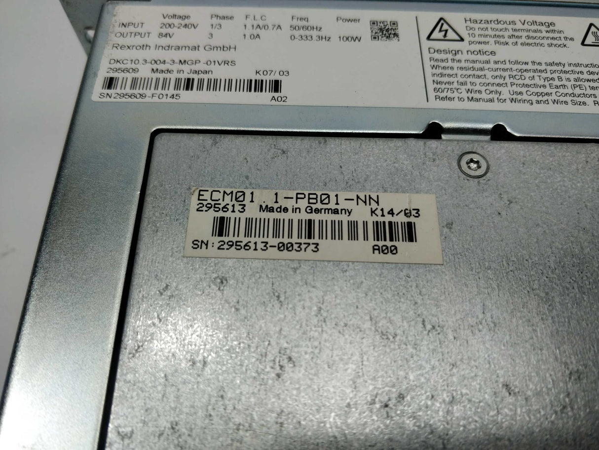 Rexroth 295609 FWA-ECODR3-MGP-01VRS-MS DKC10.3-004-3-MGP-01VRS ECM01.1-PB01-NN
