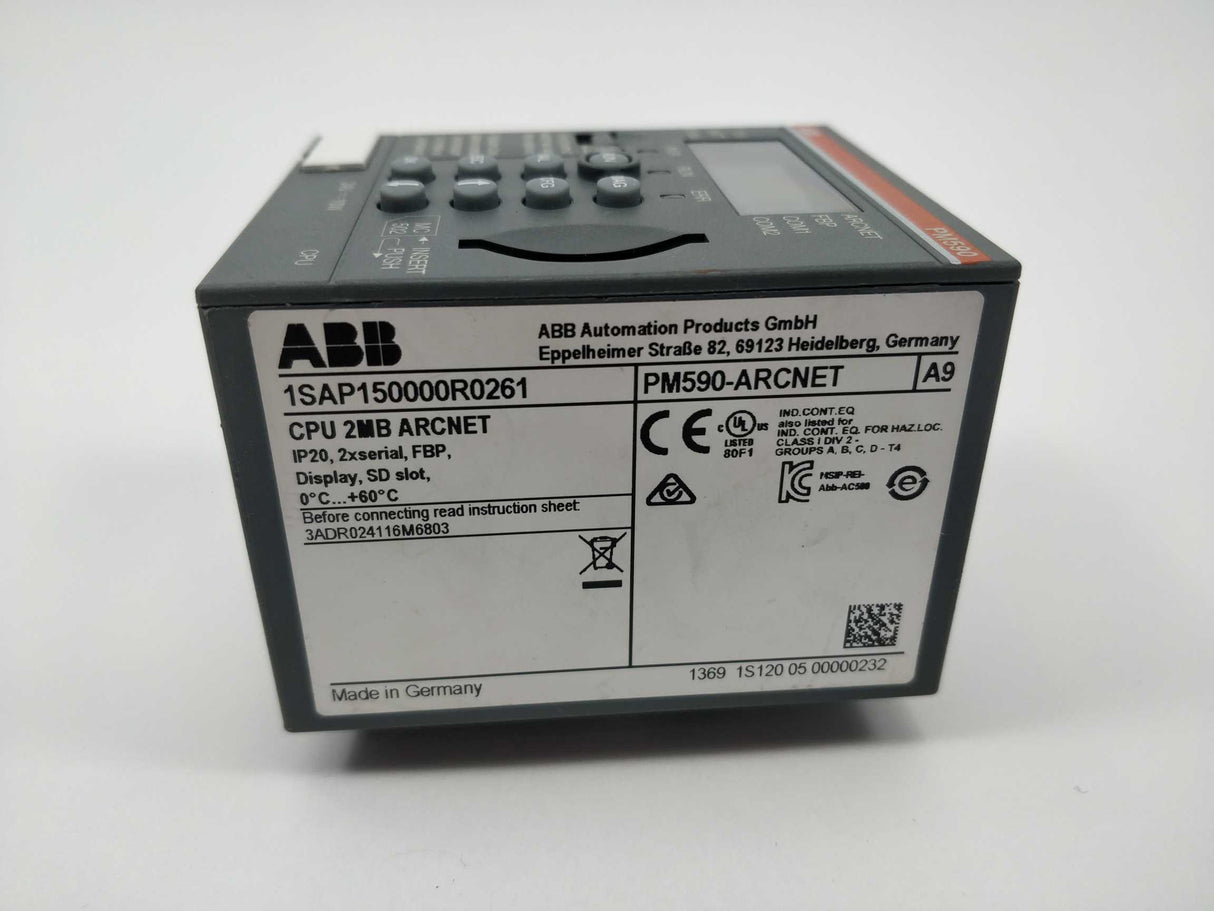 ABB 1SAP150000R0261 PM590-ARCHNET CPU 2MB ARCHNET