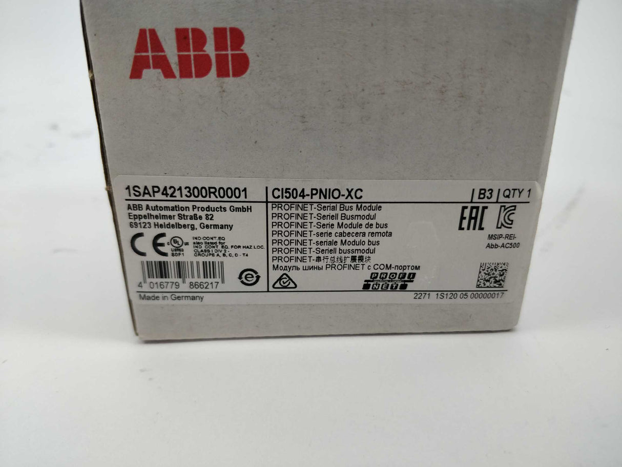 ABB CI504-PNIO-XC PROFINET-Serial Bus Module 1SAP421300R0001