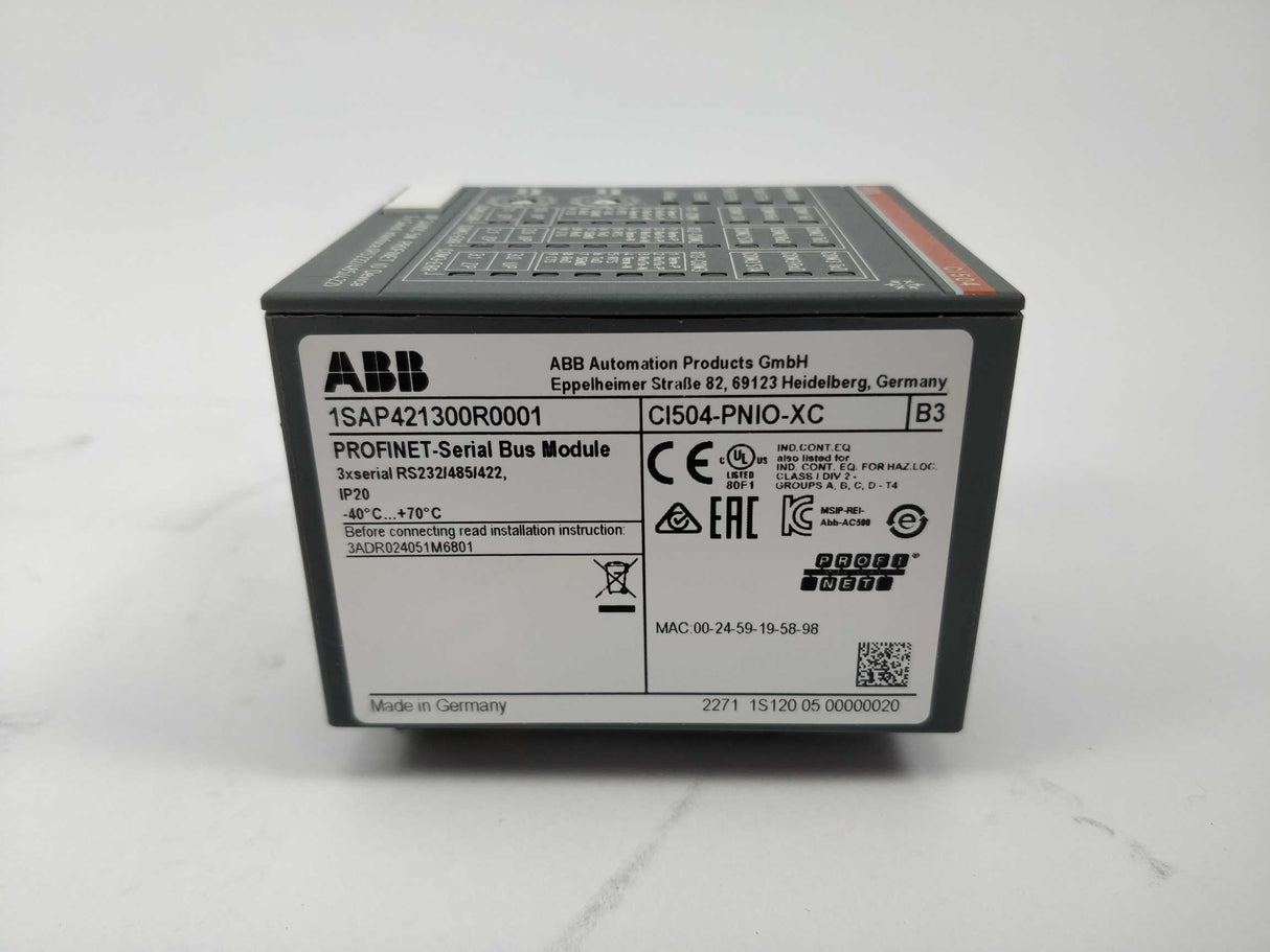 ABB CI504-PNIO-XC PROFINET-Serial Bus Module 1SAP421300R0001