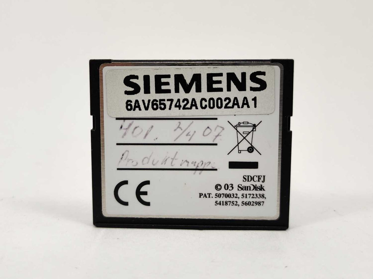 Siemens 6AV6574-2AC00-2AA1 SIMATIC HMI CF memory card, 512 MB